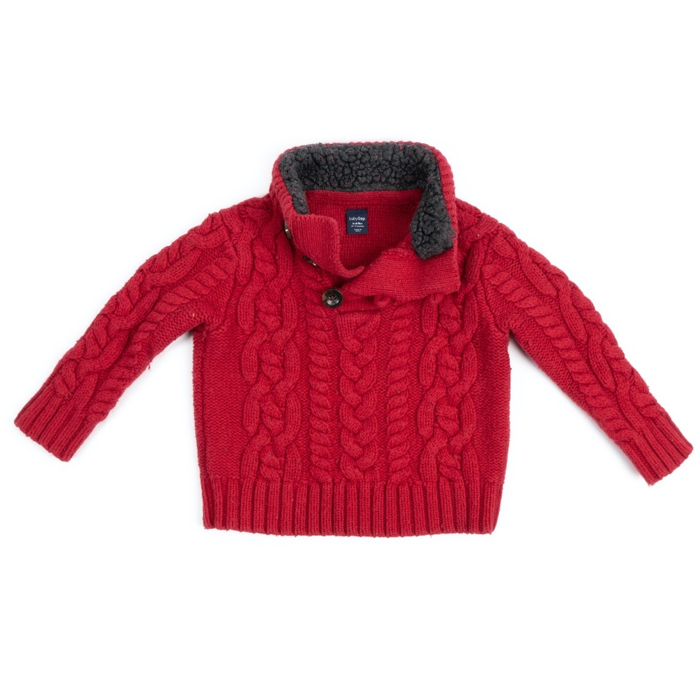 BABYGAP toddler red cable knit sweater size 12-18 mo.